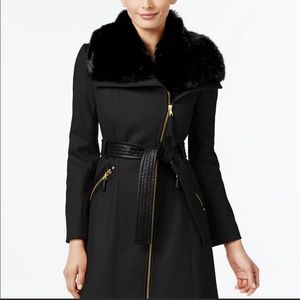 Via Spiga wool, leather and faux fur coat, size 4, NWOT